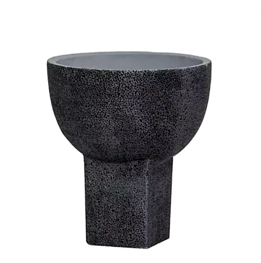 Cement Footed Pot - Charcoal