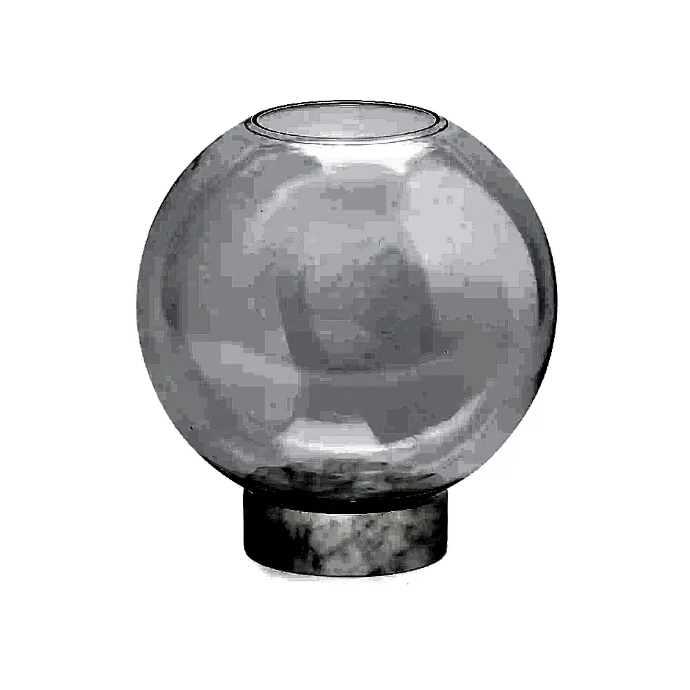 Round Blanc Glass Vase with Marble Base Medium